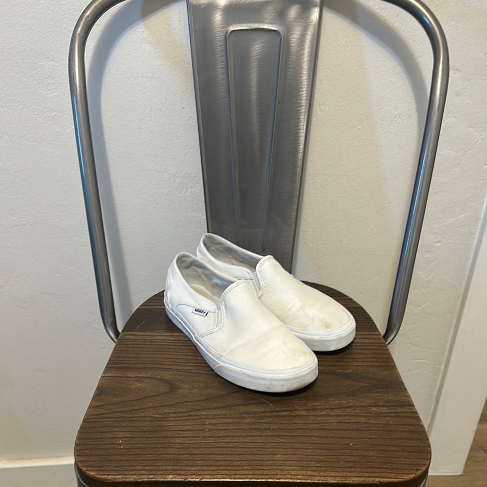 Vans White Slip-On Sneakers